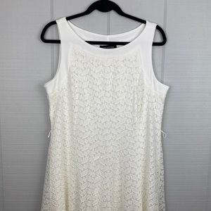 Perceptions White Lace Overlay Sleeveless Midi A-line Dress 14